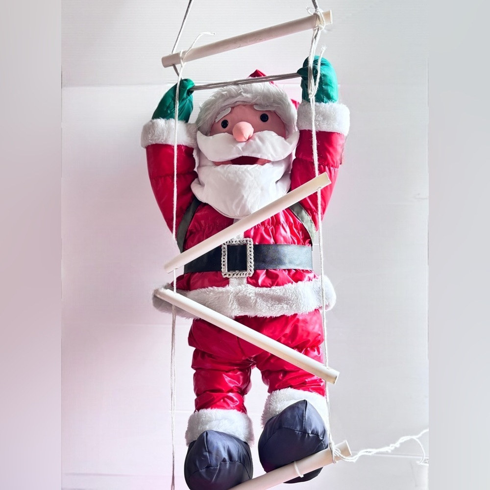 Vintage Santa Climbing Ladder Plush Christmas Decoration